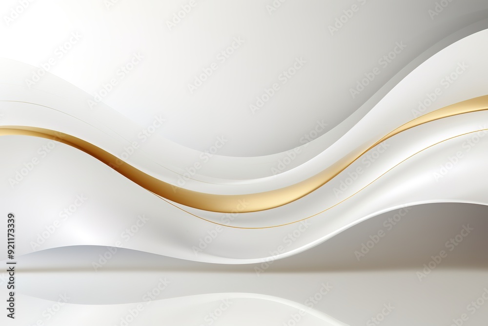 Abstract white and gold wavy background.