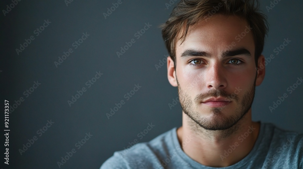 Intense Gaze: A portrait of a young man with piercing blue eyes and a contemplative expression, conveying a sense of depth and introspection. Intense Gaze: A portrait of a young man with piercing blue eyes and a contemplative expression, conveying a sense of depth and introspection.