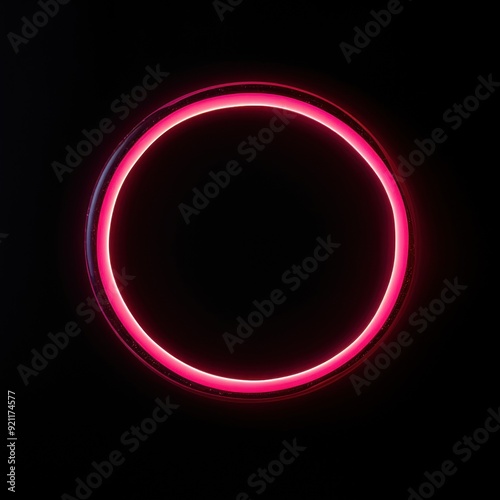 perfect neon colored circle against a black backdrop empty product placement area display background