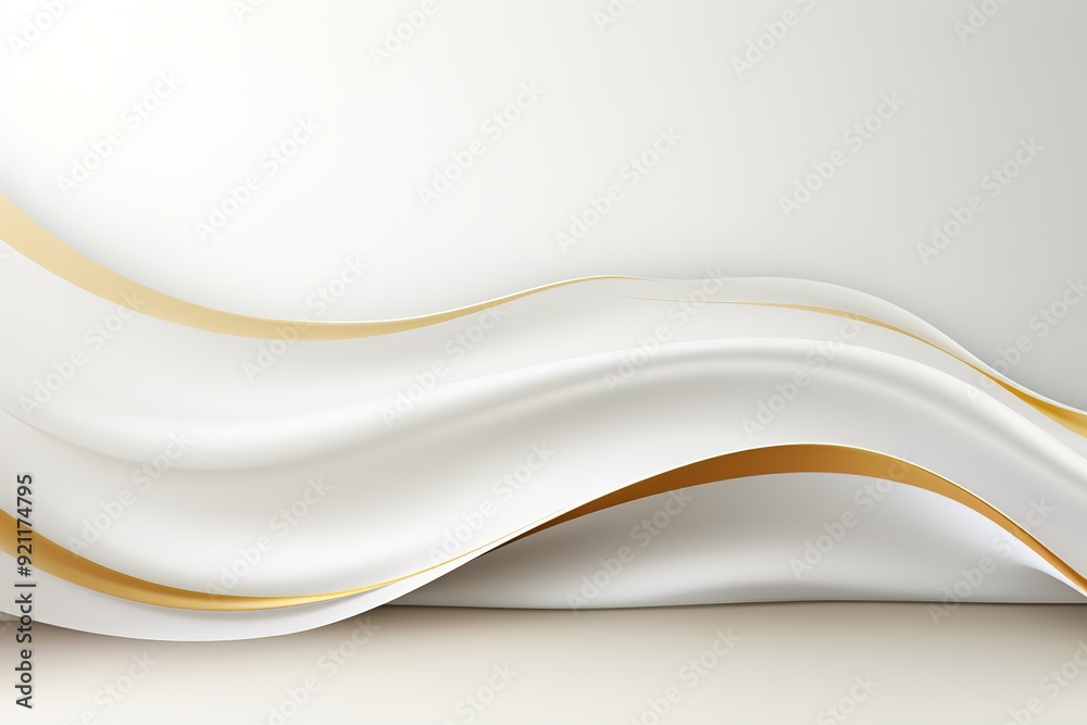 Obraz premium Abstract white and gold wavy background.
