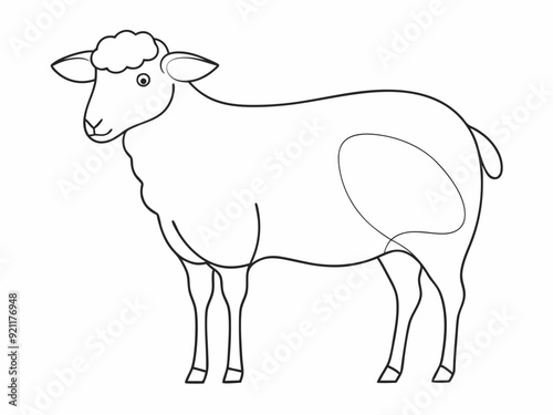 continuous single line drawing of domestic sheep, line art vector illustration
