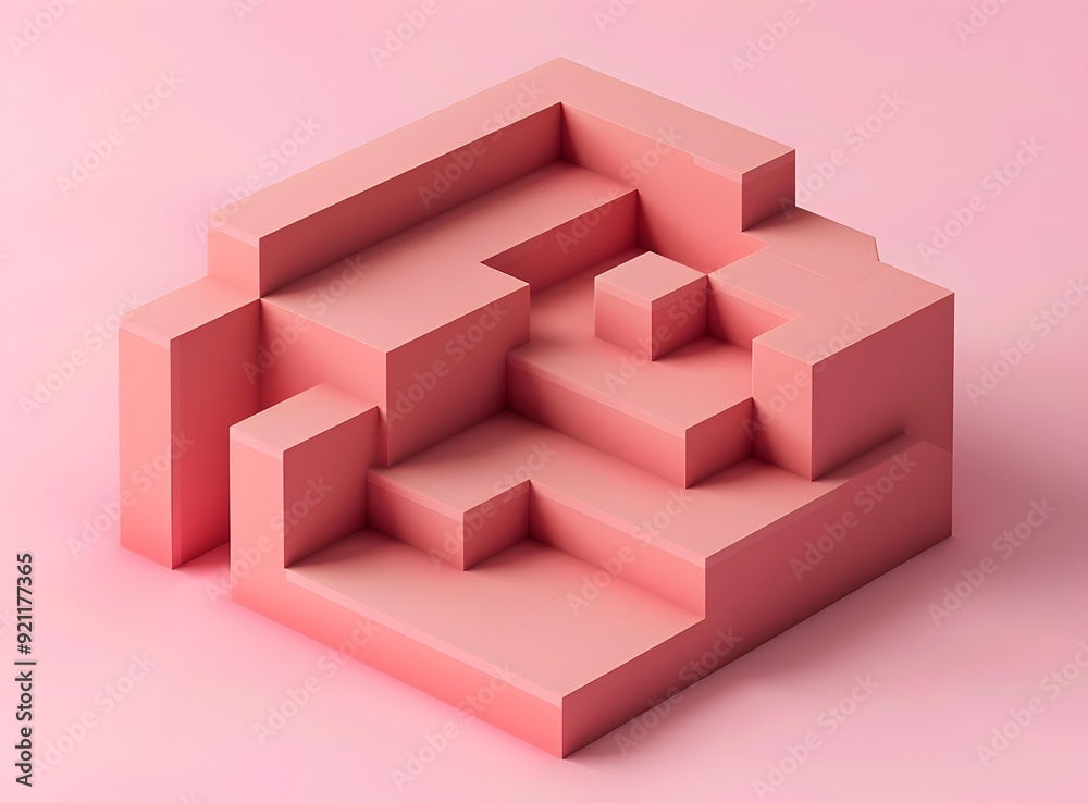 Abstract Pink 3D Block Geometric Shapes Abstract Pink 3D Block Geometric Shapes