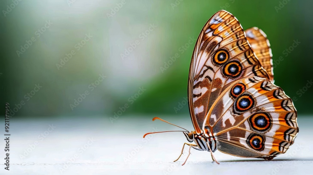 Naklejka premium A close-up of a butterfly s wings, showing the intricate patterns and colors