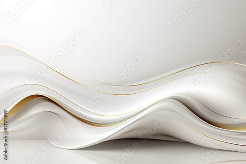 Abstract white and gold wavy background.