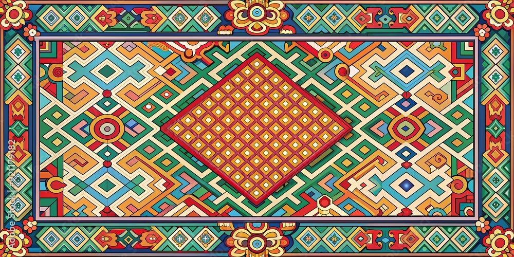 Korean traditional pattern featuring intricate geometric designs and bold colors, Korea, traditional, pattern, geometric Korean traditional pattern featuring intricate geometric designs and bold colors, Korea, traditional, pattern, geometric