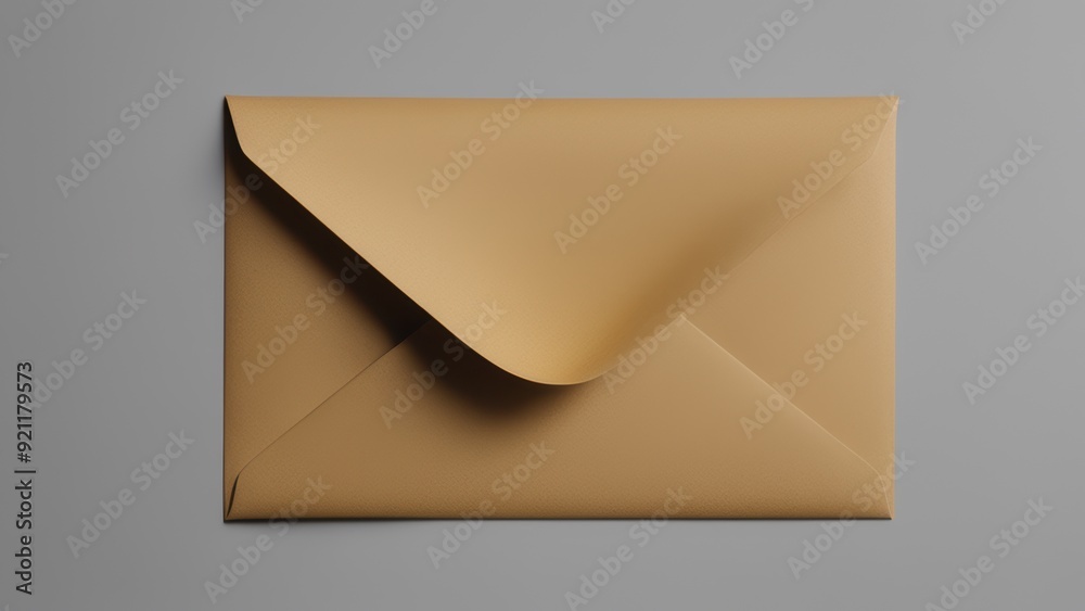 A warm brown envelope with crinkled flap resembling a landscape or wave. A warm brown envelope with crinkled flap resembling a landscape or wave.