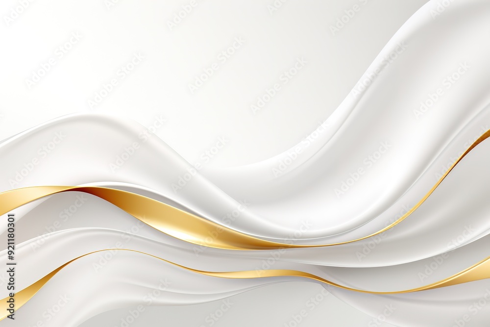 Abstract white and gold wavy background.