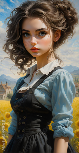 portrait of a young girl
innocent girl with green eyes
girl with beautiful hair