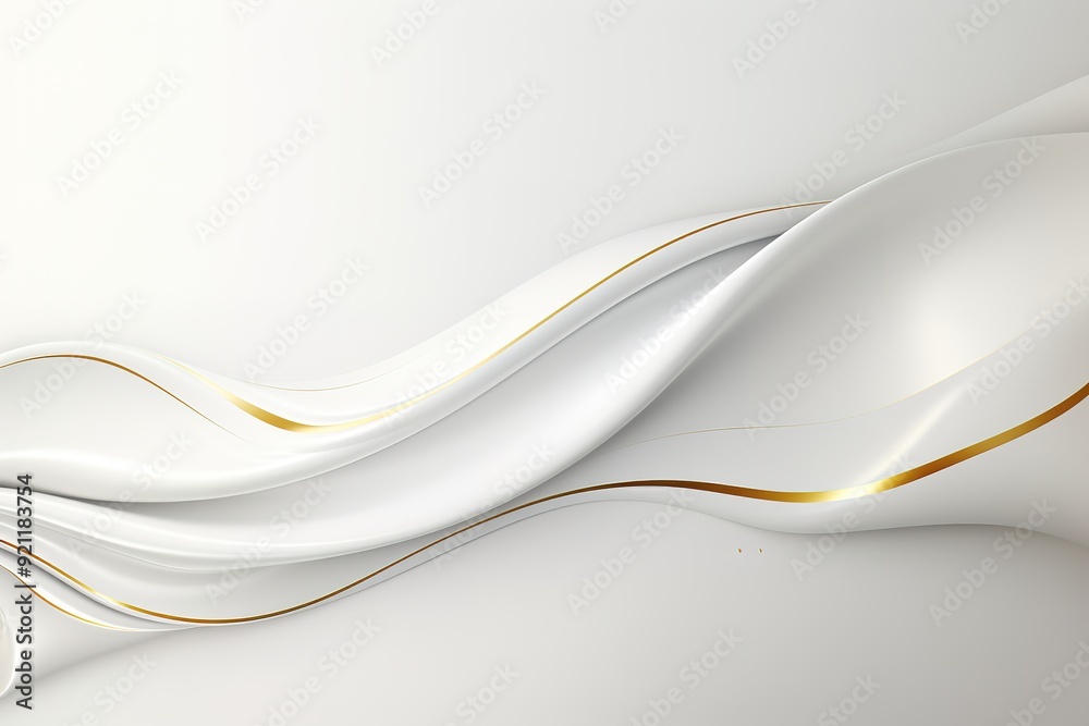Naklejka premium Abstract white and gold wavy background.
