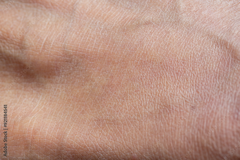 Fototapeta premium Macro human skin texture,Macro human hand skin,Macro human hand texture,The texture of the skin of a human hand