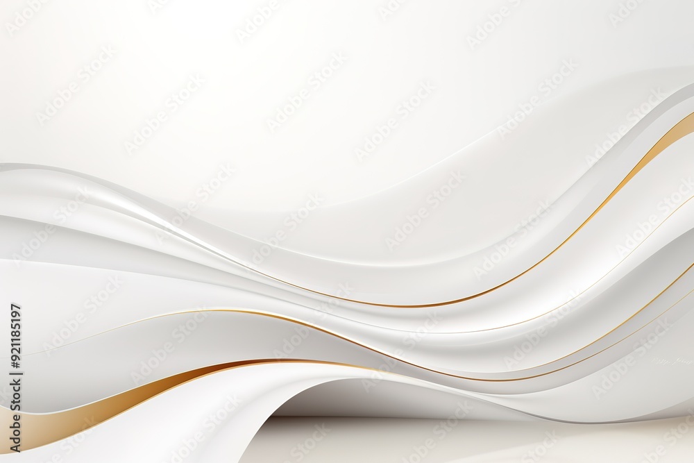 Abstract white and gold wavy background.