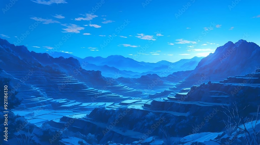 blue desert landscape at dusk blue desert landscape at dusk