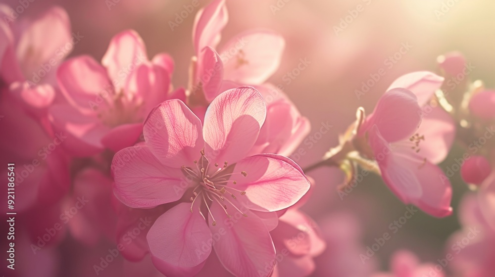 Cluster of pink spring flowers in full bloom Cluster of pink spring flowers in full bloom