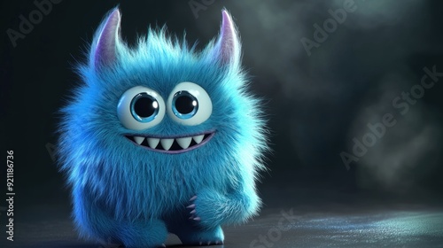 Cute Blue Furry Monster