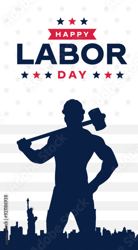 Happy Labor Day in United States of America Background Vector. America Flag with Labor Day Typography. USA Poster.