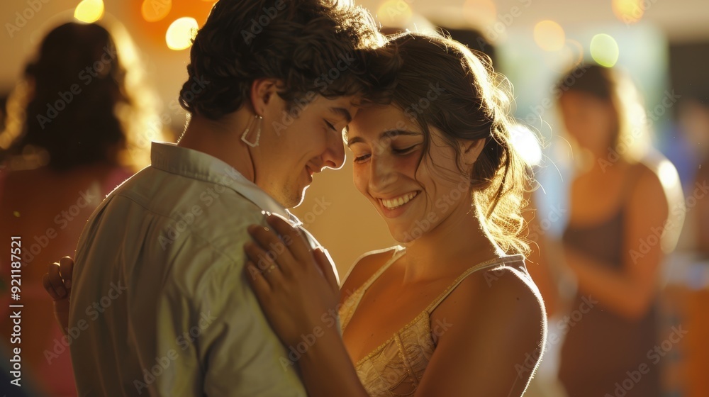 A couple dancing together in a party