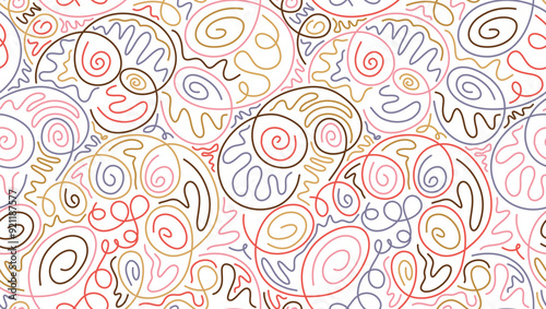 Doodle line is a seamless pattern, minimalist style background for fashion design, colorful
