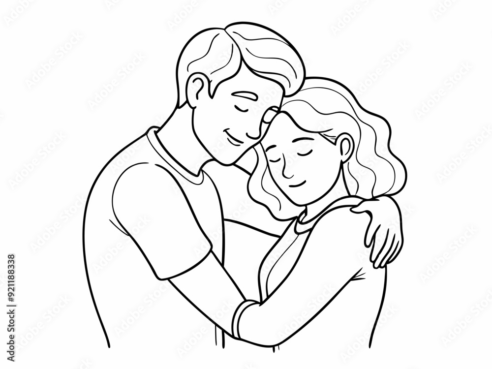 continuous single line drawing of man and woman hugging, line art vector illustration
continuous single line drawing of man and woman hugging, line art vector illustration