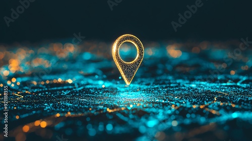 A glowing GPS location pin on a digital map, representing navigation, exploration, and technology in a modern world.