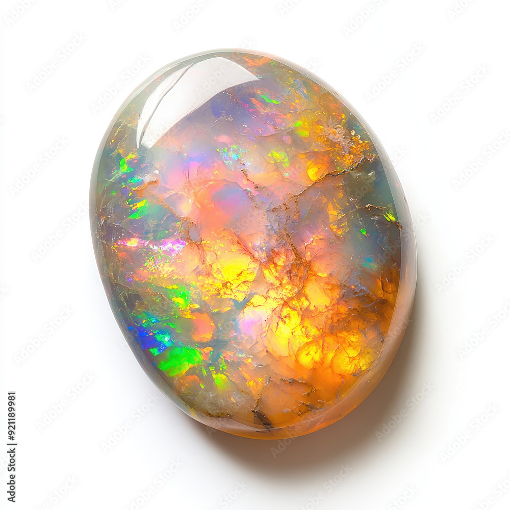 Polished Opal Displaying Its Colorful Spectrum: A Mesmerizing View Polished Opal Displaying Its Colorful Spectrum: A Mesmerizing View