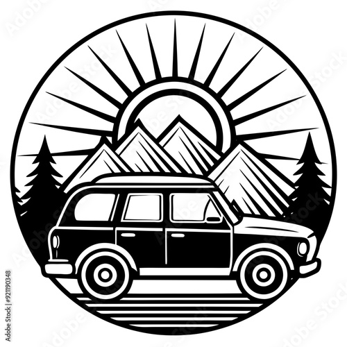 t-shirt design all black silhouette hiking vector illustration