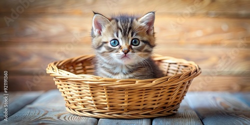 Adorable kitten sitting in a cozy basket , cute, fluffy, pet, domestic, feline, animal, adorable, small, sweet, resting, basket