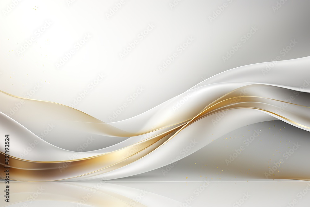Abstract white and gold wavy background with subtle glitter. Abstract white and gold wavy background with subtle glitter.