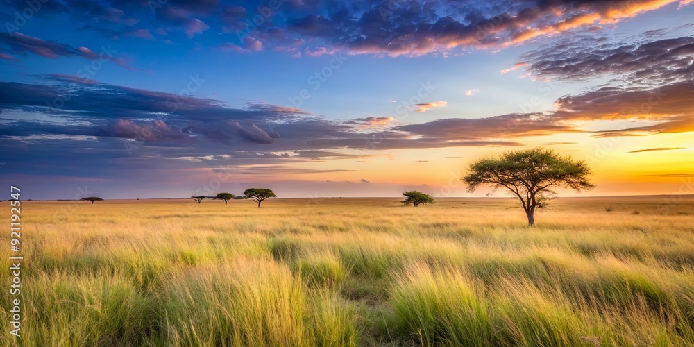 Vast savannah at twilight with shimmering grass , Savanna, Twilight, Stars, Grass, Landscape, Nature, Scenery, Horizon, Dusk Vast savannah at twilight with shimmering grass , Savanna, Twilight, Stars, Grass, Landscape, Nature, Scenery, Horizon, Dusk