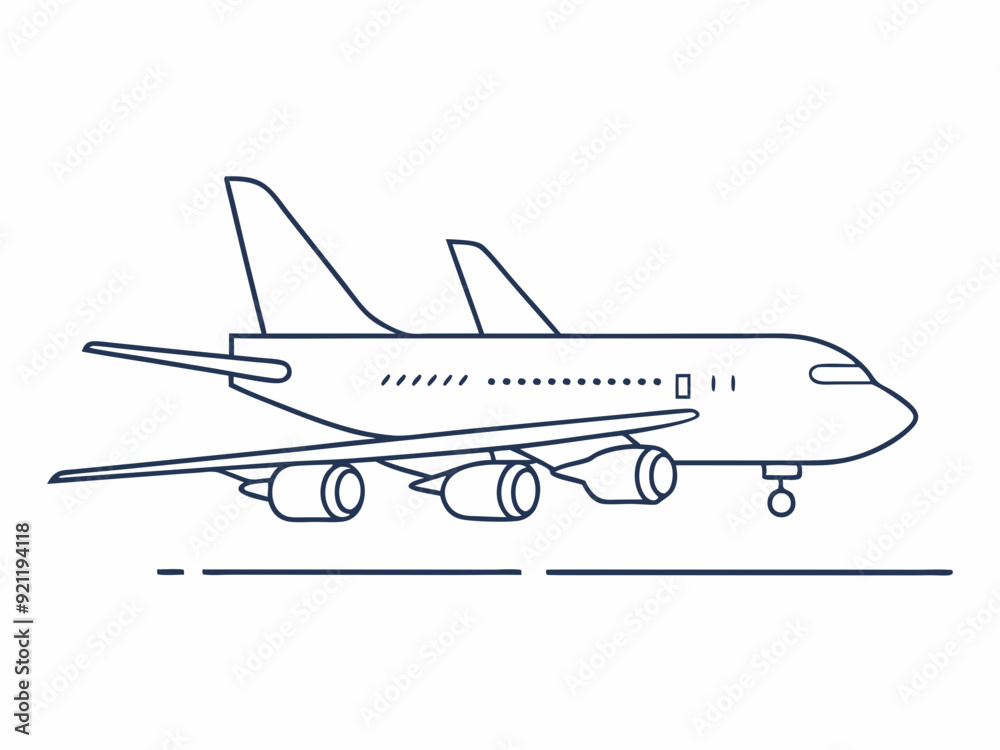 continuous single line drawing of big passenger aircraft, line art vector illustration
continuous single line drawing of big passenger aircraft, line art vector illustration