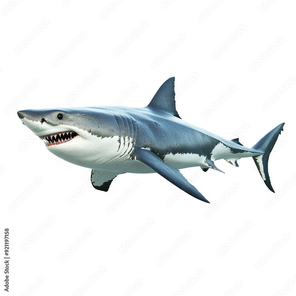 Studio Photography of a Fearsome Great White Shark Isolated Studio Photography of a Fearsome Great White Shark Isolated