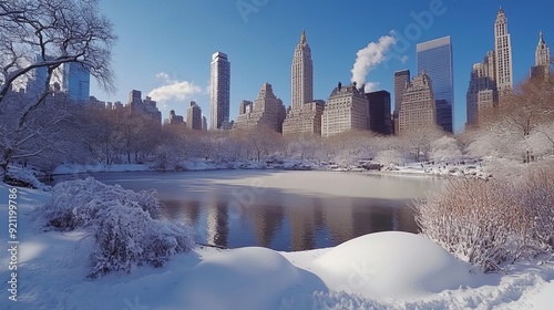Central Park blanketed in snow