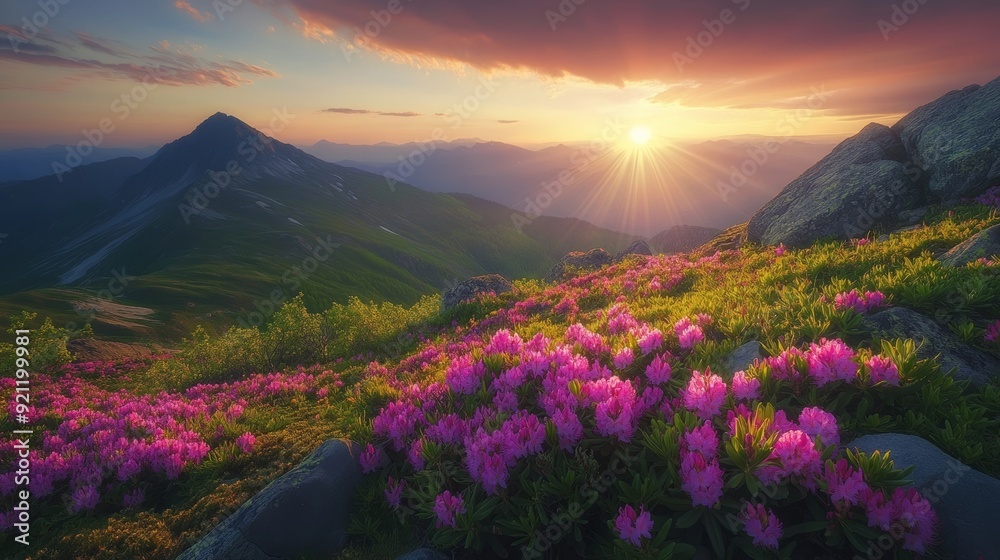Summer sunset beams on Green Valley's blossoms. Summer sunset beams on Green Valley's blossoms.