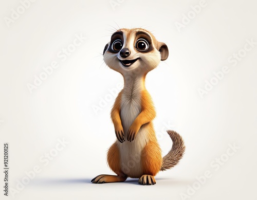 3d cute meerkat cartoon Wild American forest animal for kids book Generative AI	 photo
