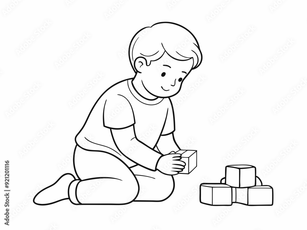 continuous single line drawing of toddler playing with toy blocks, line art vector illustration
continuous single line drawing of toddler playing with toy blocks, line art vector illustration