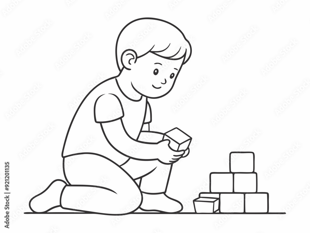 continuous single line drawing of toddler playing with toy blocks, line art vector illustration
continuous single line drawing of toddler playing with toy blocks, line art vector illustration