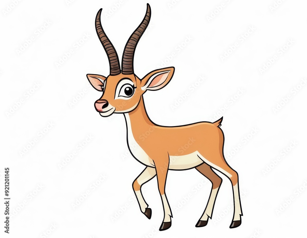 Cute cartoon impala with big eyes Animation style of impala with a soft ...
