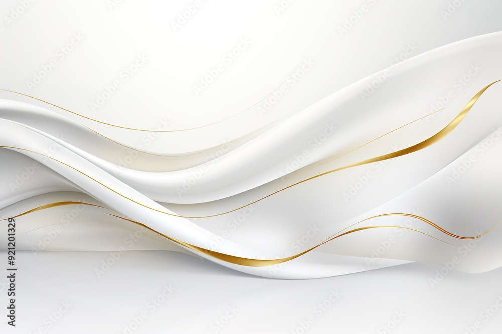 Naklejka premium Abstract white background with gold wavy lines.