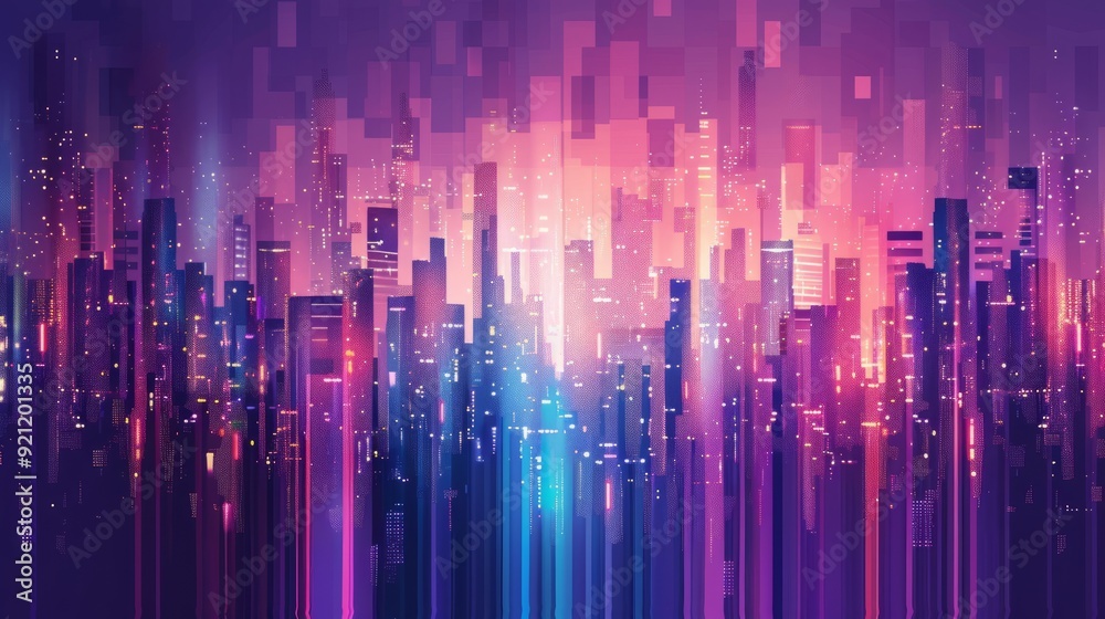 A futuristic city skyline with glowing lights and skyscrapers. A futuristic city skyline with glowing lights and skyscrapers.