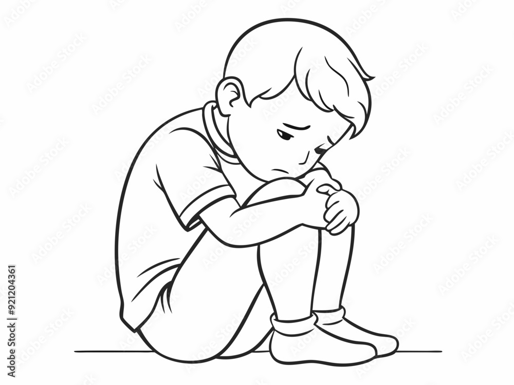 continuous single line drawing of sad or frustrated toddler boy sitting on floor hiding face behind hands, line art vector illustration
continuous single line drawing of sad or frustrated toddler boy sitting on floor hiding face behind hands, line art vector illustration