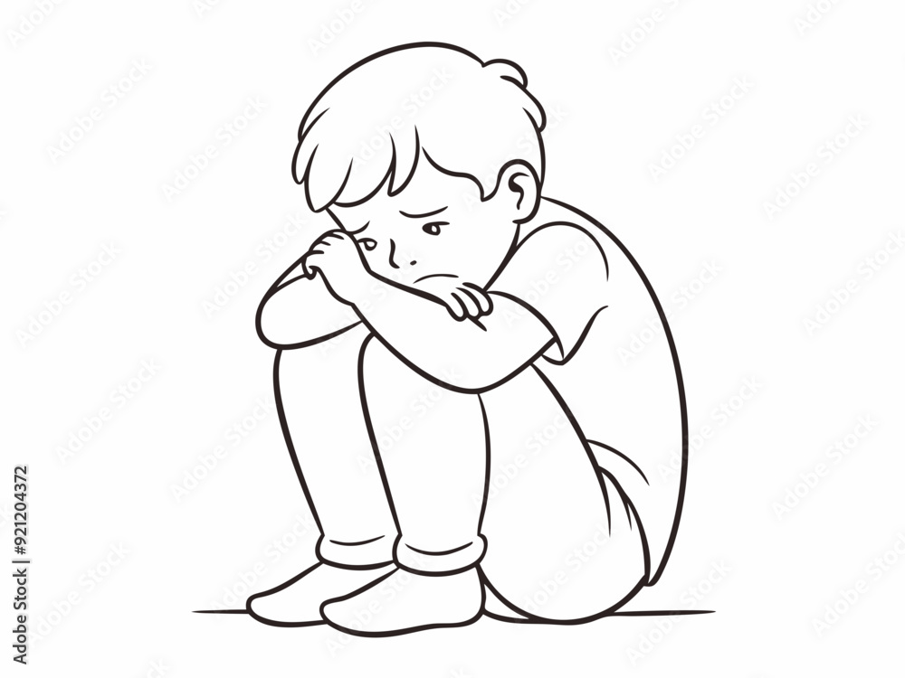 continuous single line drawing of sad or frustrated toddler boy sitting on floor hiding face behind hands, line art vector illustration
continuous single line drawing of sad or frustrated toddler boy sitting on floor hiding face behind hands, line art vector illustration