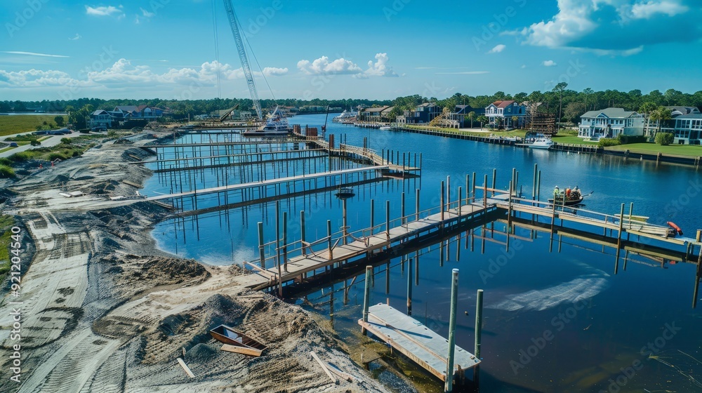 custom made wallpaper toronto digitalA marina under construction, with docks and piers being built for future boats and yachts.