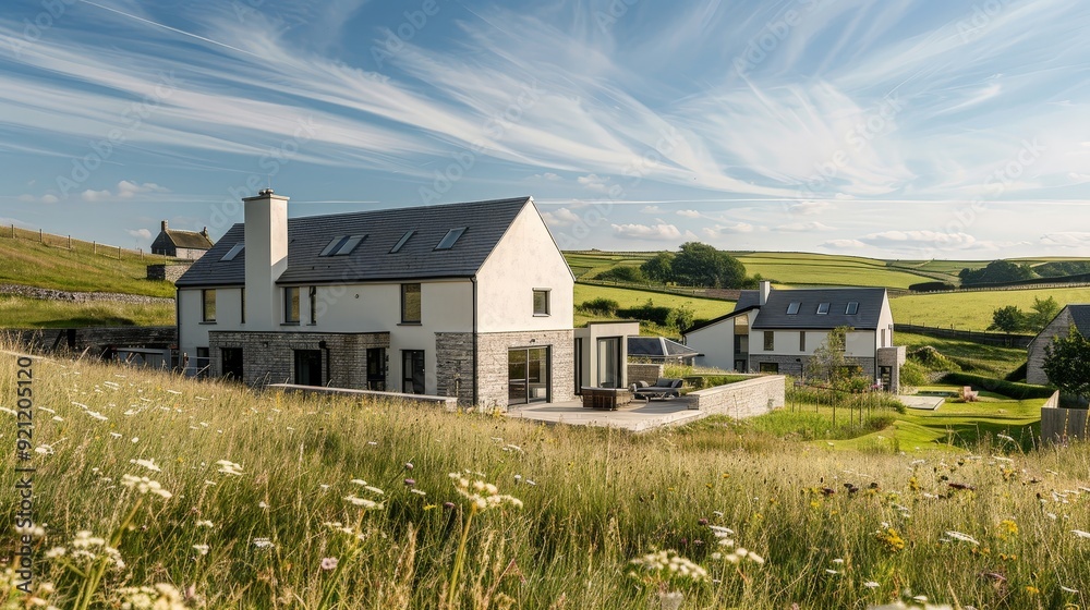 A new home development in a rural area, with each property designed to blend seamlessly with the natural surroundings. A new home development in a rural area, with each property designed to blend seamlessly with the natural surroundings.