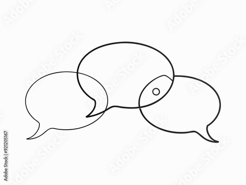 continuous single line drawing of speech bubbles, line art vector illustration
