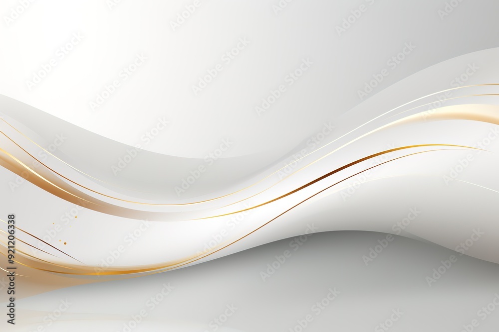 Abstract white background with golden lines and waves. Abstract white background with golden lines and waves.