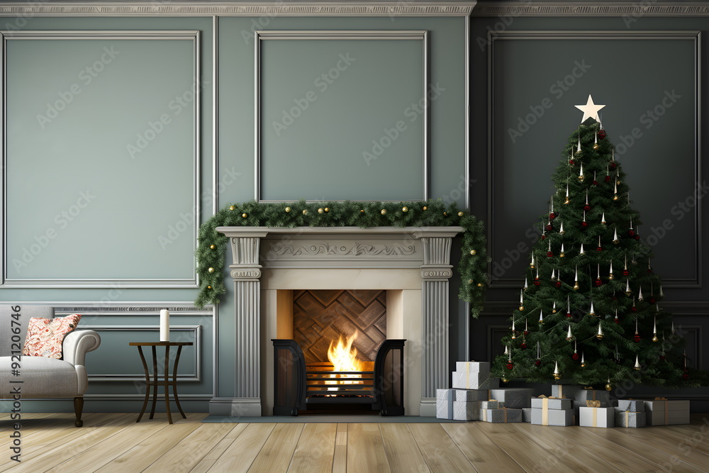 fireplace with christmas tree fireplace with christmas tree