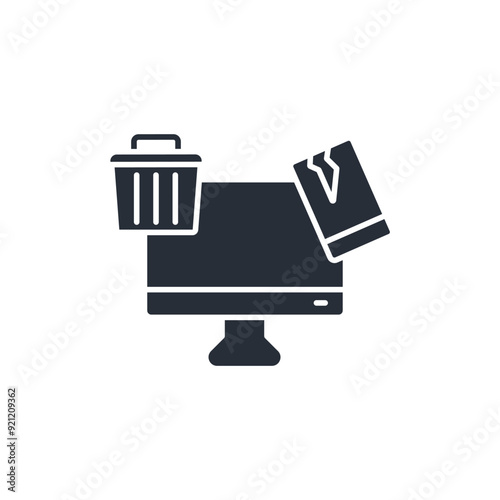 E waste icon. vector.Editable stroke.linear style sign for use web design,logo.Symbol illustration.