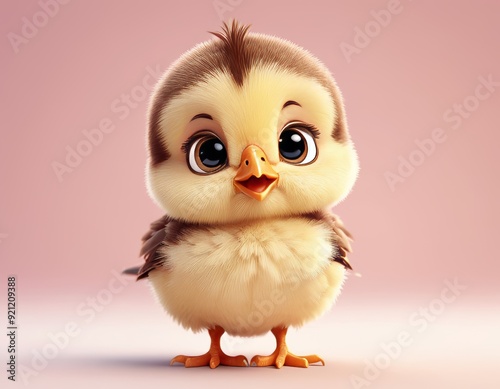 3d cute chick Farm animal for children book Generative AI