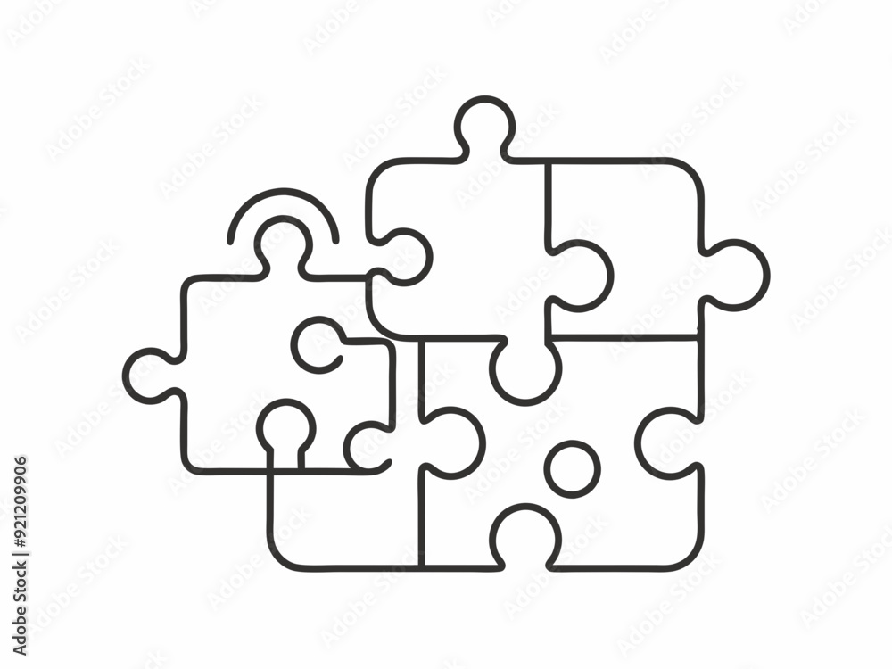 continuous single line drawing of jigsaw puzzle pieces, solving complex problem line art vector illustration
continuous single line drawing of jigsaw puzzle pieces, solving complex problem line art vector illustration