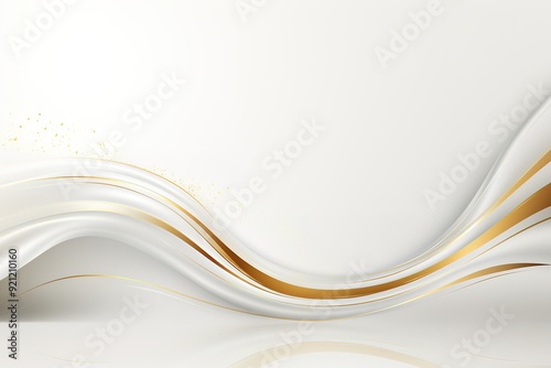 Elegant white and gold wavy abstract background.