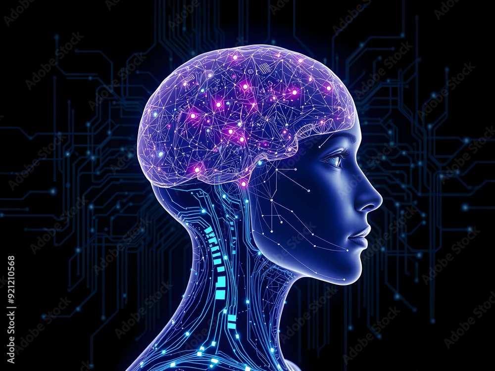 Obraz premium cyborg technology human brain AI